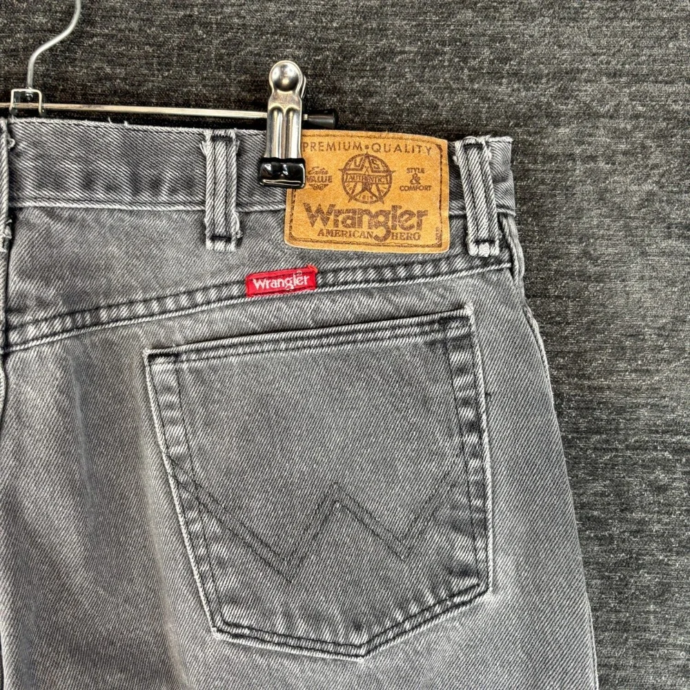 Vintage Wrangler American Hero Mens Regular Fit Gray Denim Jeans 36x32 Baggy Y2K